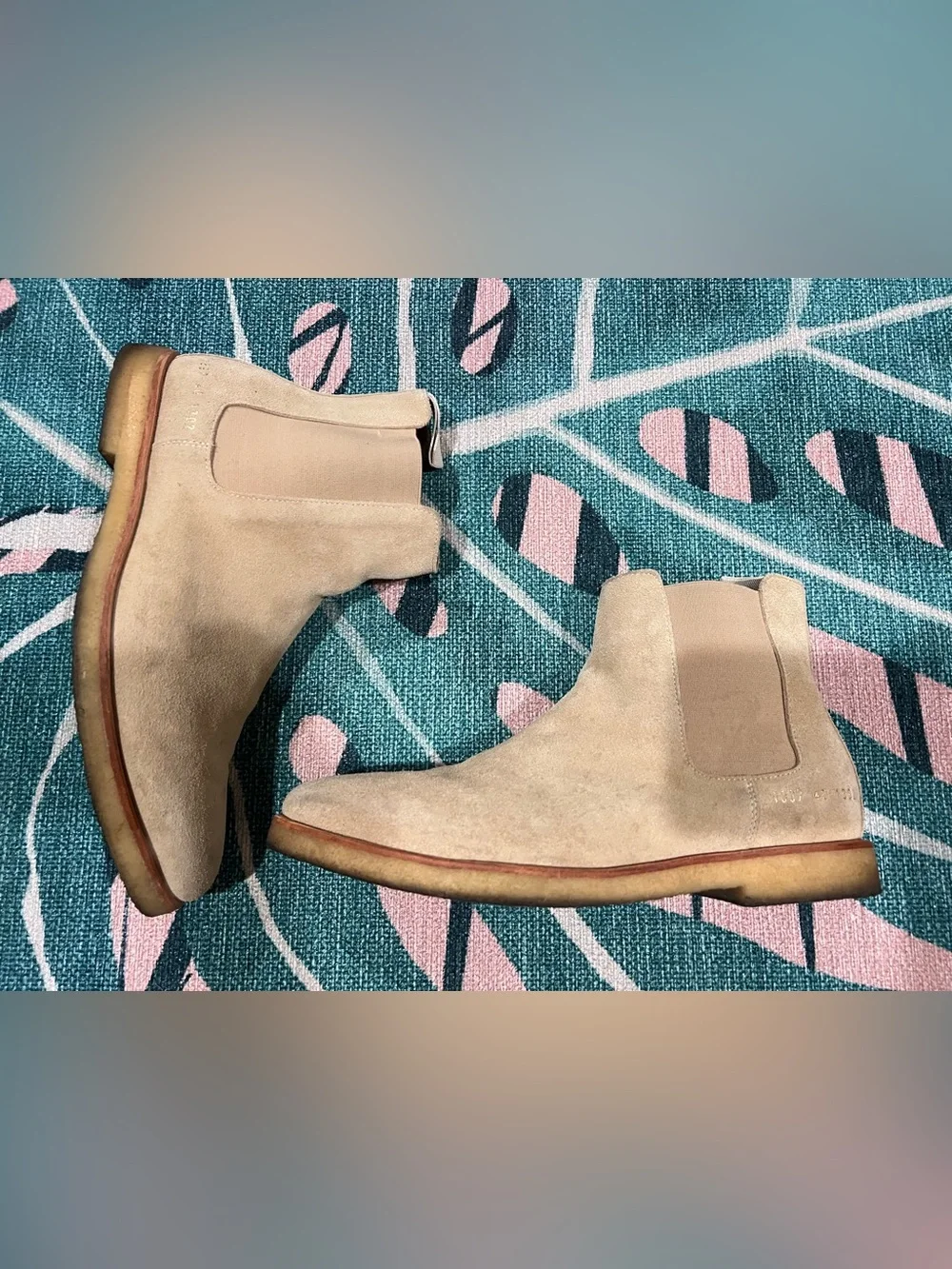 Common Projects Sand Suede Leather Chelsea Boot With Gum Sole